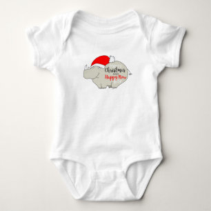 Noshörning Söt Tecknad Jul Tee Shirt