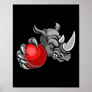 Noshörning Tecknad Sport Noshörningar Lag Maskot H Poster
