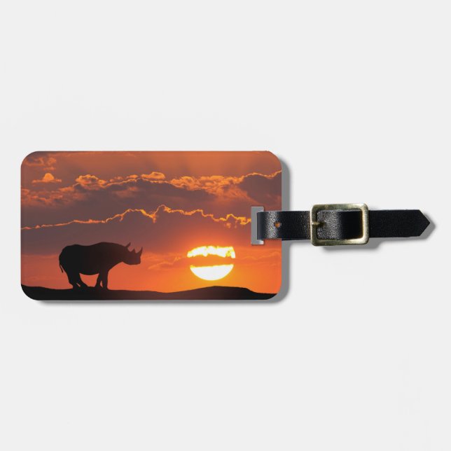 Noshörning vid solnedgång, Masai Mara, Kenya Bagagebricka (Horisontell Framsida)