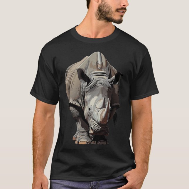 Noshörning Vilda Djur T Shirt (Framsida)