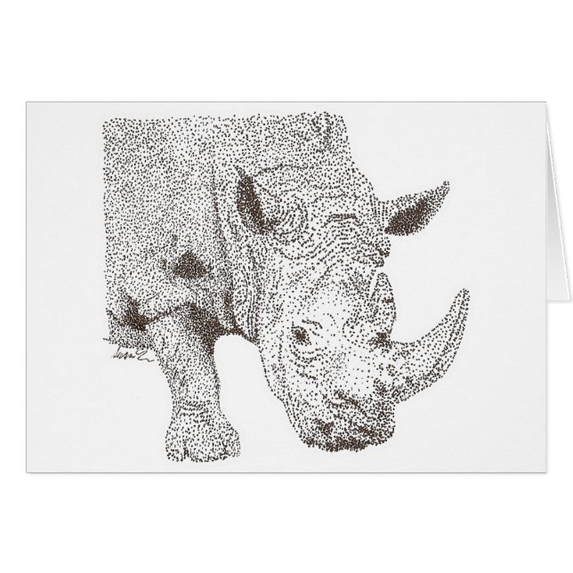 NoshörningPointillism Hälsningskort (Framsidan Horizontal)