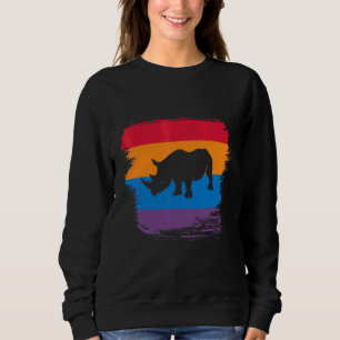 Noshornsskugga Siluett Med Färgrik Flagga T Shirt