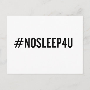 #NOSLEEP4U. Lustigt baby-vykort, ny mamma och papp Vykort