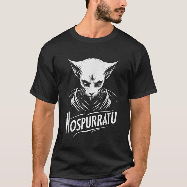 Nospurratu cat vampillre skräckfilm och katt Fläkt T Shirt (Framsida)