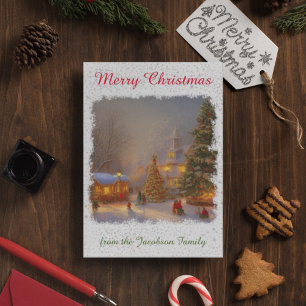 Nostalgia God jul Träd bytgården Helgkort