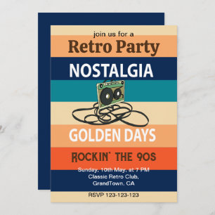 Nostalgia Golden Days Cassette Tape Retro Party Inbjudningar