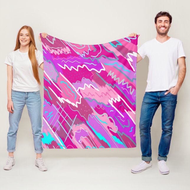 Nostalgia pop Art i Magenta på 90-talet Fleecefilt (På plats)