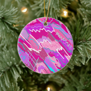 Nostalgia pop Art i Magenta på 90-talet Julgransprydnad Keramik