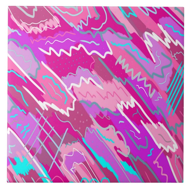 Nostalgia pop Art i Magenta på 90-talet Kakelplatta (Framsidan)