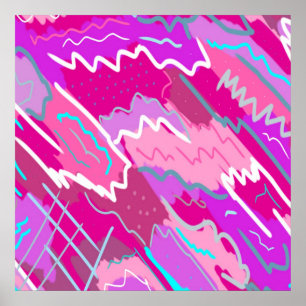 Nostalgia pop Art i Magenta på 90-talet Poster