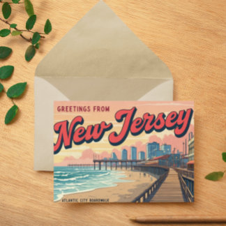 Nostalgia Print för new jersey Boardpromenad Helg Vykort
