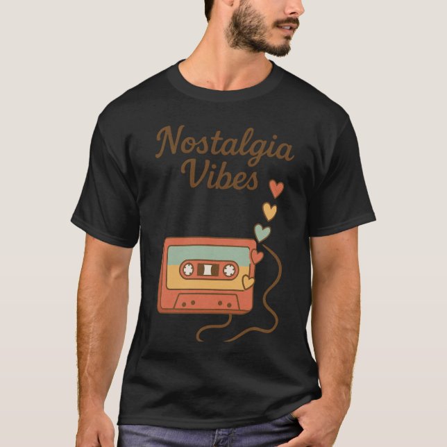 Nostalgia Vibes Retro Cassette Art T Shirt (Framsida)