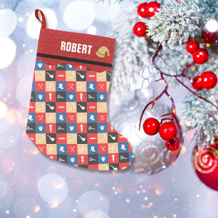 Nostalgic Barber Occupation Faux Red Glitter Liten Julstrumpa
