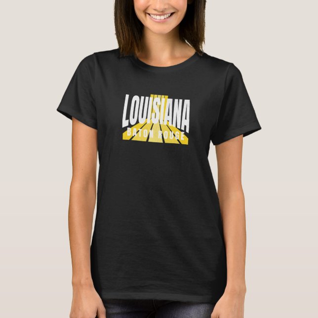 Nostalgic Baton Rouge Cool Purple & Yellow Louisia T Shirt (Framsida)