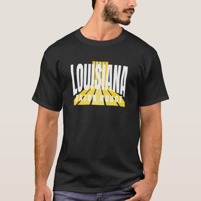 Nostalgic Baton Rouge Cool Purple & Yellow Louisia T Shirt (Framsida)