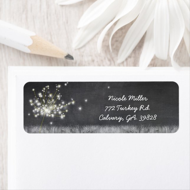 Nostalgic Chalkboard Dandelions Business Returadress Etikett (Insitu)
