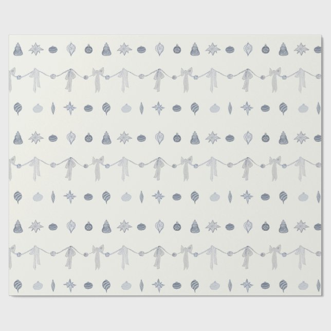 Nostalgic Christmas Ornament Stripe Wrapping Paper Presentpapper (Platt)