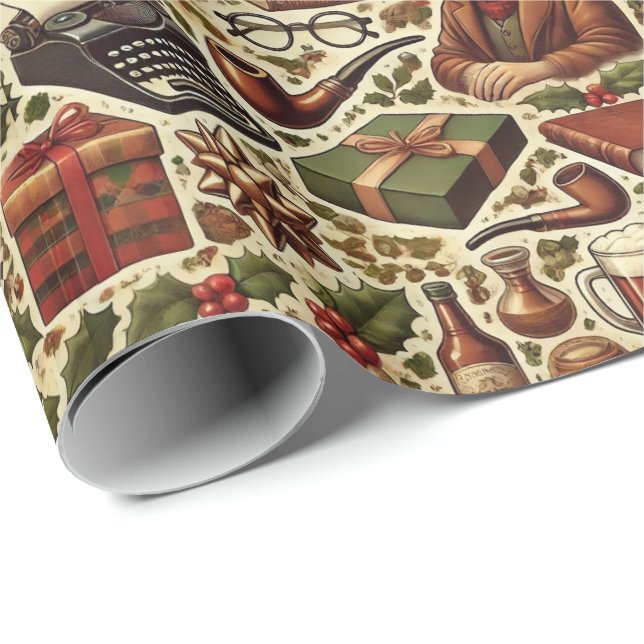 Nostalgic Christmas Wrapping Paper for Grandfather Presentpapper (Rullad Hörn)