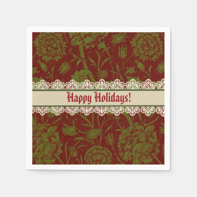 Nostalgic Classic William Morris Red Helgdag Pappersservett (Framsidan)