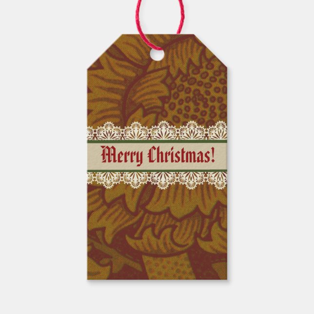 Nostalgic Classic William Morris Red Helgdag Presentetikett (Framsidan)