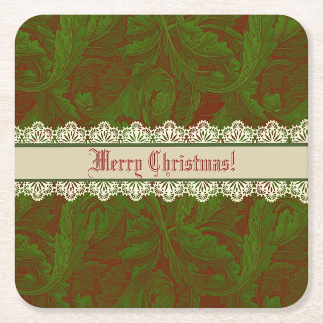 Nostalgic Classic William Morris Red Helgdag Underlägg Papper Kvadrat (Framsidan)