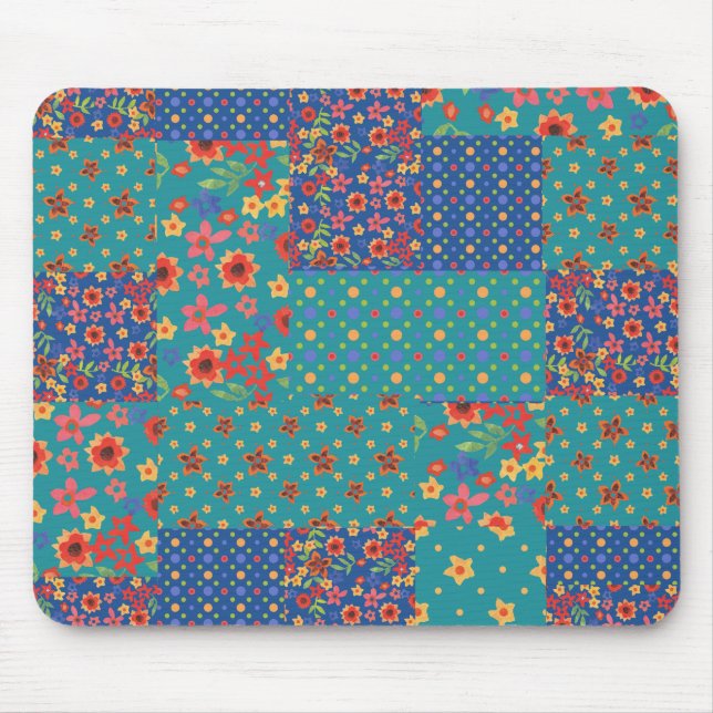 Nostalgic Faux Patchwork Mönster Mousepad Musmatta (Framsidan)