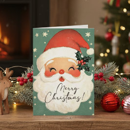 Nostalgic God jul Cute Santa Personlig Helgkort