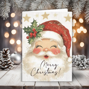 Nostalgic Guld Stars God jul Santa Helgkort
