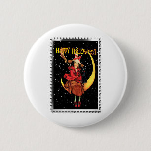 Nostalgic Halloween Bra Witch och hennes Katt Knapp