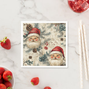 Nostalgic Helgdag Rosy Santa Mönster Découpage Pappersservett