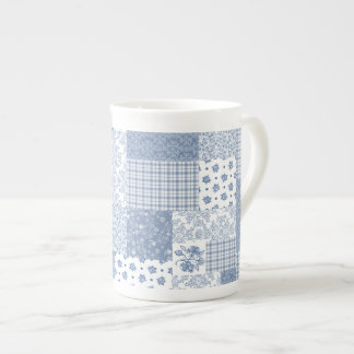 Nostalgic Indigo Faux Patchwork Bone China Mugg Benporslin Mugg