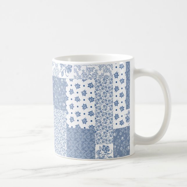 Nostalgic Indigo Faux Patchwork Coffee Mugg (Höger)