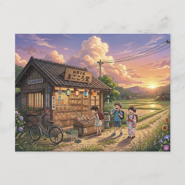Nostalgic Japanese Dagashiya Candy Store - Anime S Vykort (Framsida)