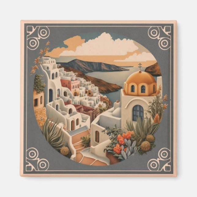 Nostalgic Love for Oia Village Magnet (Framsidan)