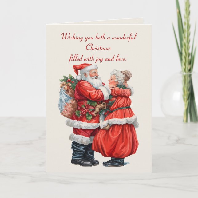 Nostalgic Mr and Mrs Claus Festive Christmas Coupl Kort (Framsida)