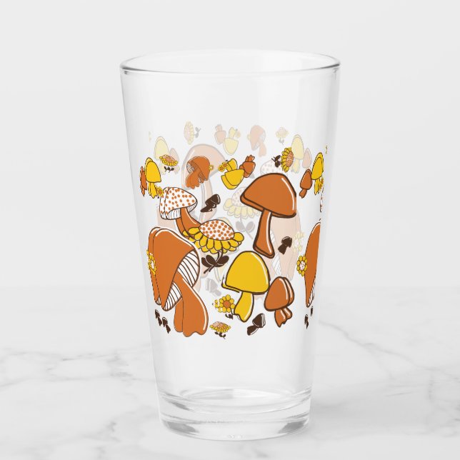 Nostalgic Mushroom Mönster Glaskopp (Framsida)