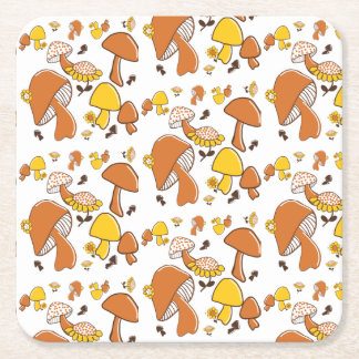 Nostalgic Mushroom Mönster Underlägg Papper Kvadrat