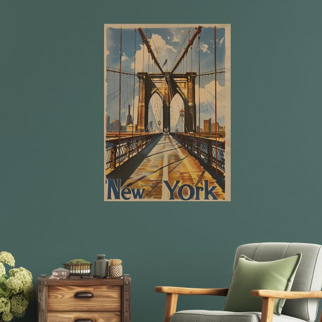 Nostalgic New York Brooklyn Bridge Travel Poster (Skapare uppladdad)
