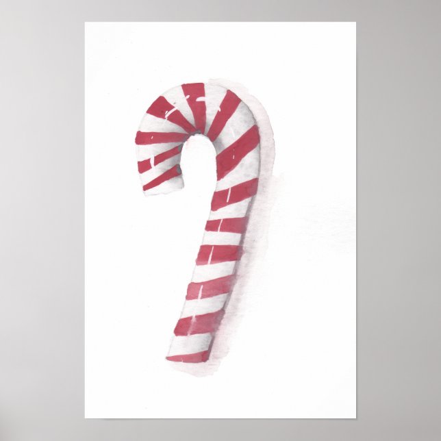 Nostalgic Peppermint Candy Cane Watercolor Poster (Framsidan)