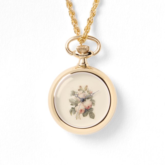 Nostalgic Redouté Ro Guld Pocket Watch Armbandsur (Framsida)