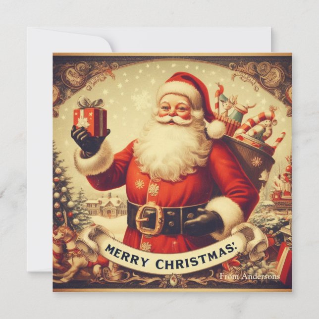 Nostalgic Retro Jultomten God jul Julkort (Framsida)