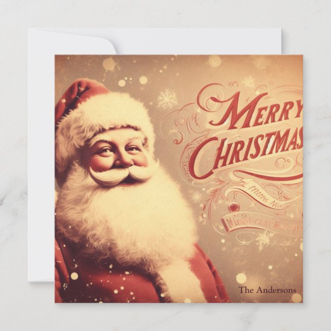 Nostalgic Retro Jultomten God jul Julkort (Framsida)
