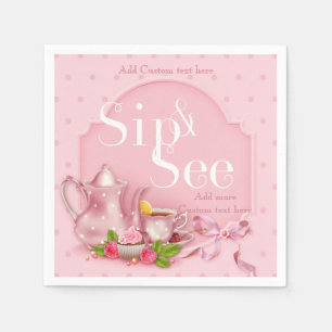 Nostalgic Rosa Tea Time Sip & See Baby Party Napki Pappersservett