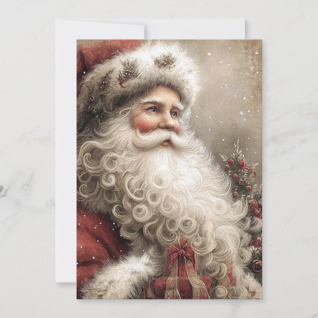 Nostalgic Santa Claus Happy Holidays Flat Kort (Framsida)