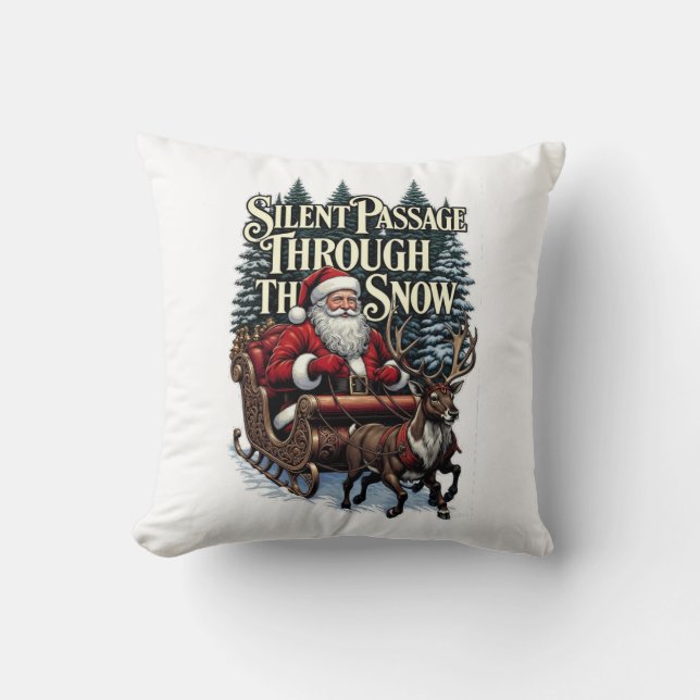 Nostalgic Santa T-Shirt, Snowy Woods Passage Kudde (Framsida)