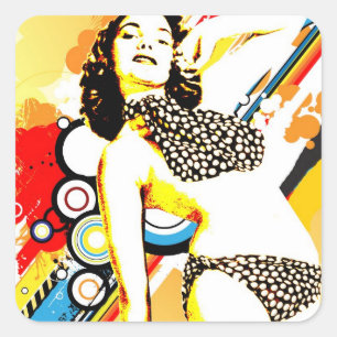 Nostalgic Seduction - Polka Dottie Fyrkantigt Klistermärke