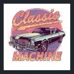 Nostalgic Synthwave Sunset Car Poster<br><div class="desc">Cruise back in time with this awesome "Classic Machine" graphic. Featuring a vintage car against a vibrant 80s-inspired sunset,  this design is packed with retro,  vaporwave style. It's the perfect nostalgic piece for any classic car enthusiast or fan of the synthwave aesthetic.</div>
