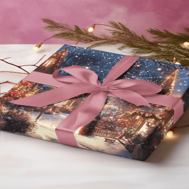 Nostalgic Victorian Christmas Village Wrapping Pap Presentpapper (Skapare uppladdad)
