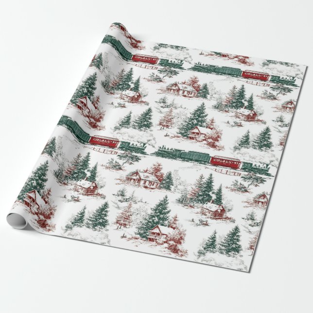Nostalgic Vintage Red Green  Presentpapper (Utrullad)