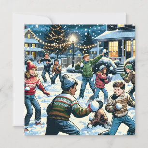 Nostalgic Winter Scene Snowball Fight för barn